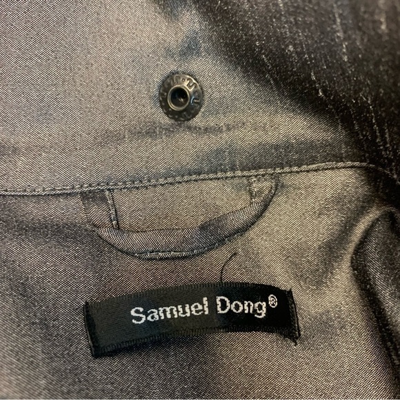 SAMUEL Dong Gray Belted Full Zip Water Resistant Bubble Trench Coat Sz L - Picture 10 of 16